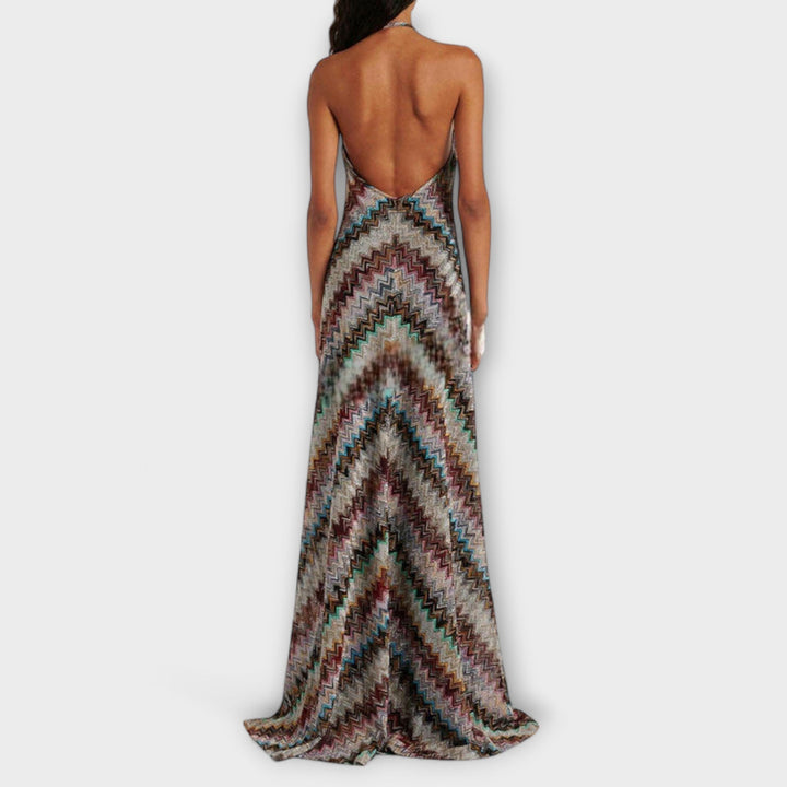 Reese - Jodie Knit Dress with Colourful Herringbone Pattern