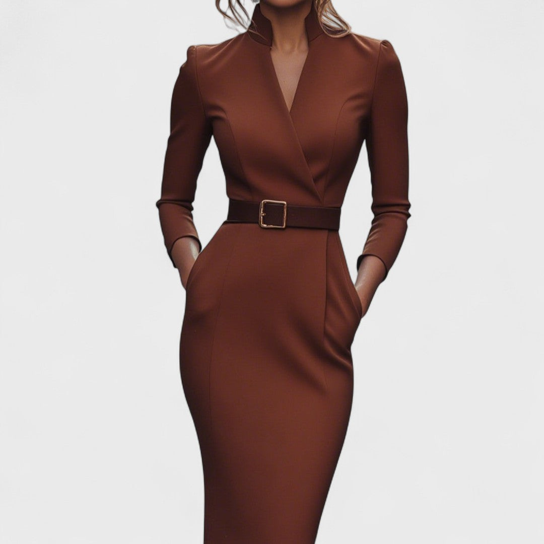 Vivienne – The Belted Power Dress Maxi
