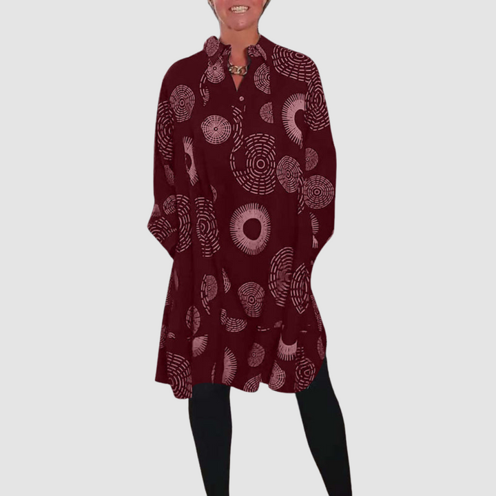 Haydie | Casual Lapel Dress With Geometric Print