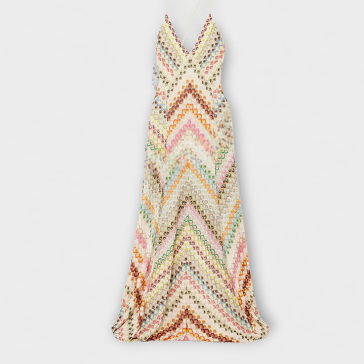 Remi - Missoni Colourful Herringbone Pattern Maxi Dress