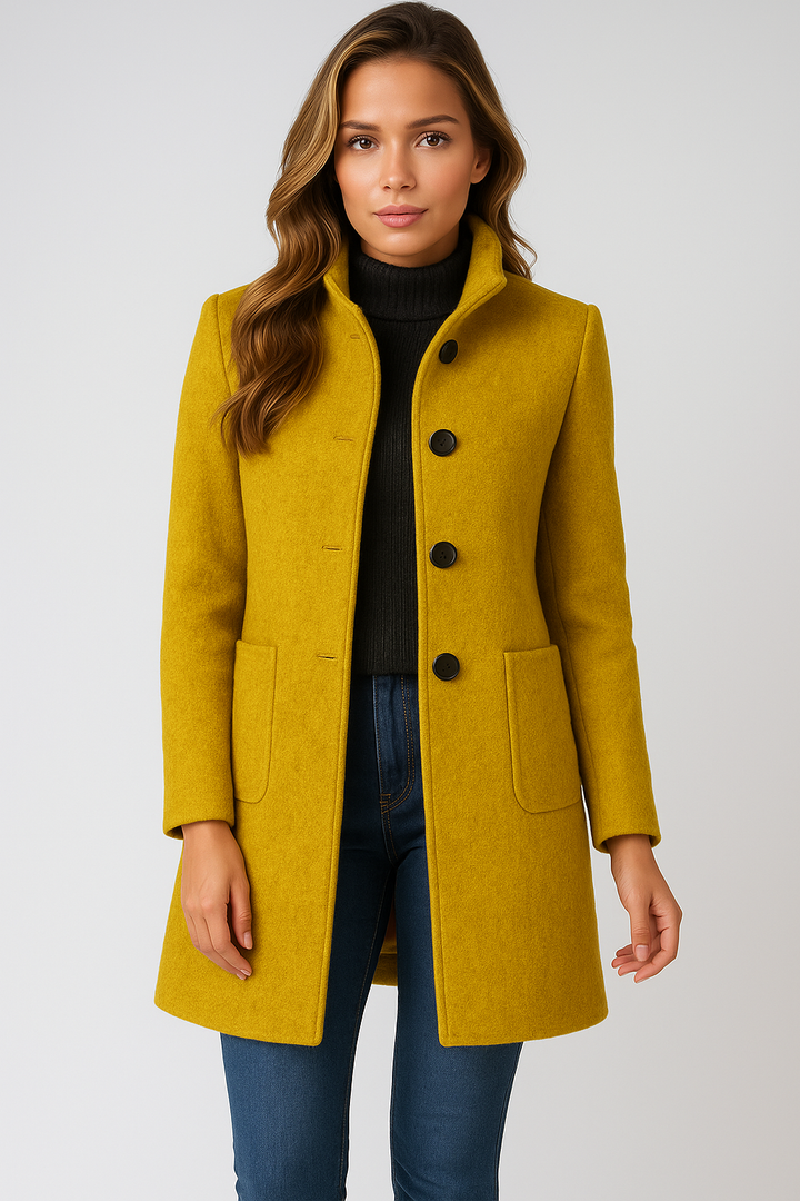Sylvia™ | High Collar Jacket in Wool Blend