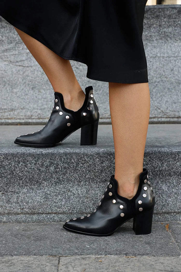 Giselle | Studded Ankle Boot with Wide Heel