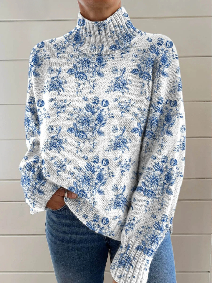 Ethel | Artistic floral print turtleneck jumper