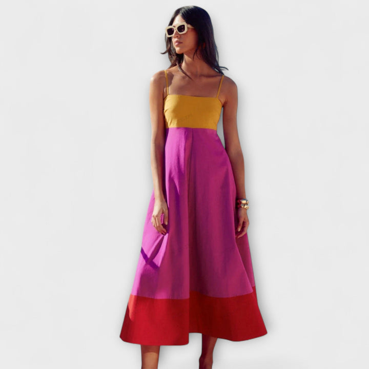 Colour Block Spaghetti Strap Dress