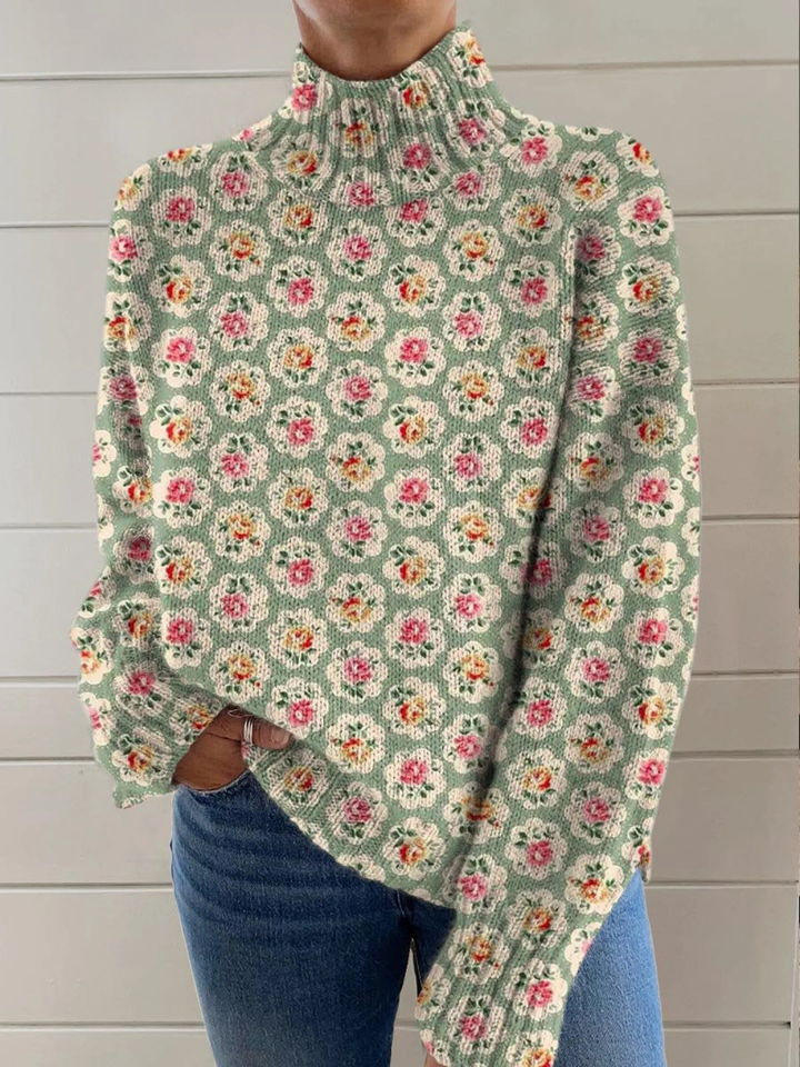 Valerie | Floral print turtleneck jumper