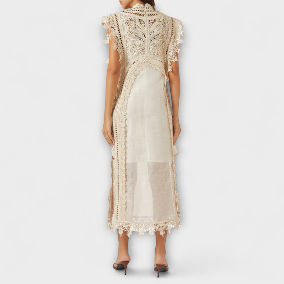 Mira - Woven Hollow Organza Maxi Dress