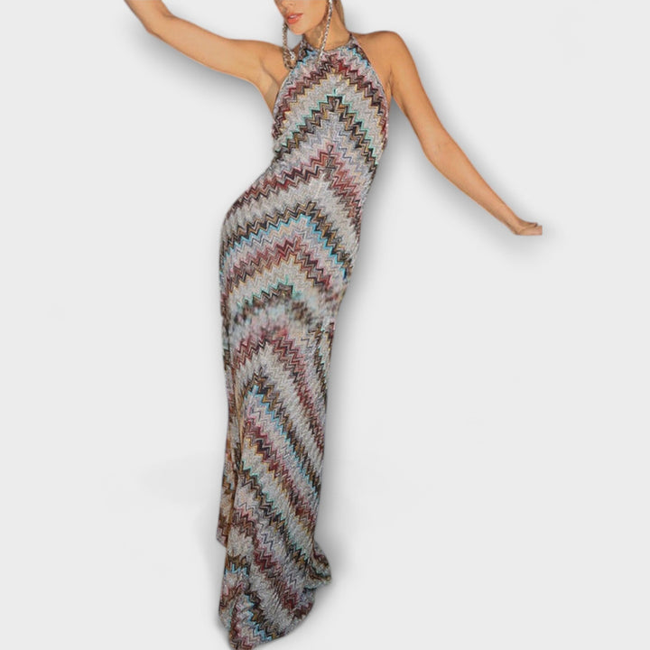 Reese - Jodie Knit Dress with Colourful Herringbone Pattern