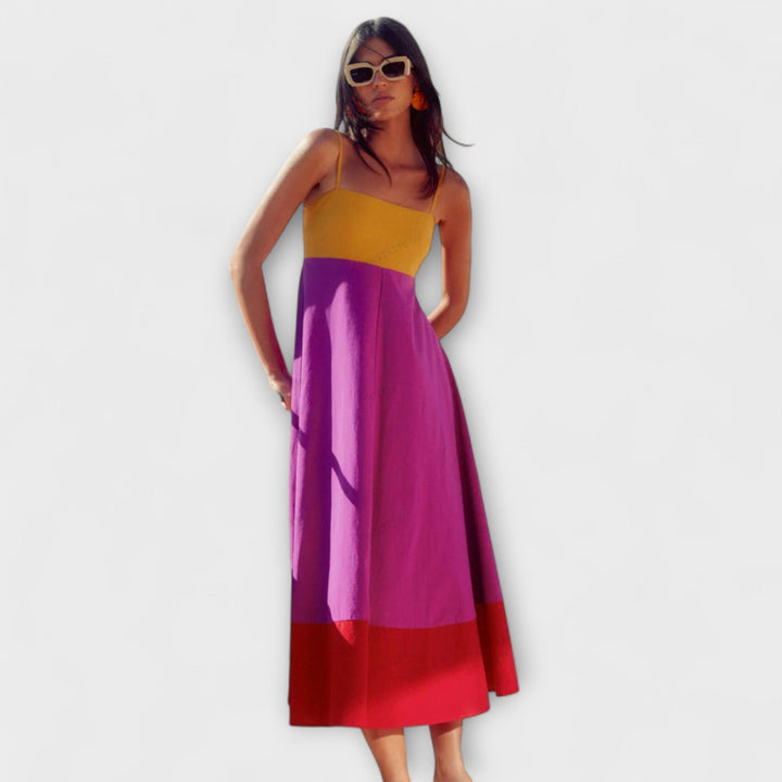 Colour Block Spaghetti Strap Dress