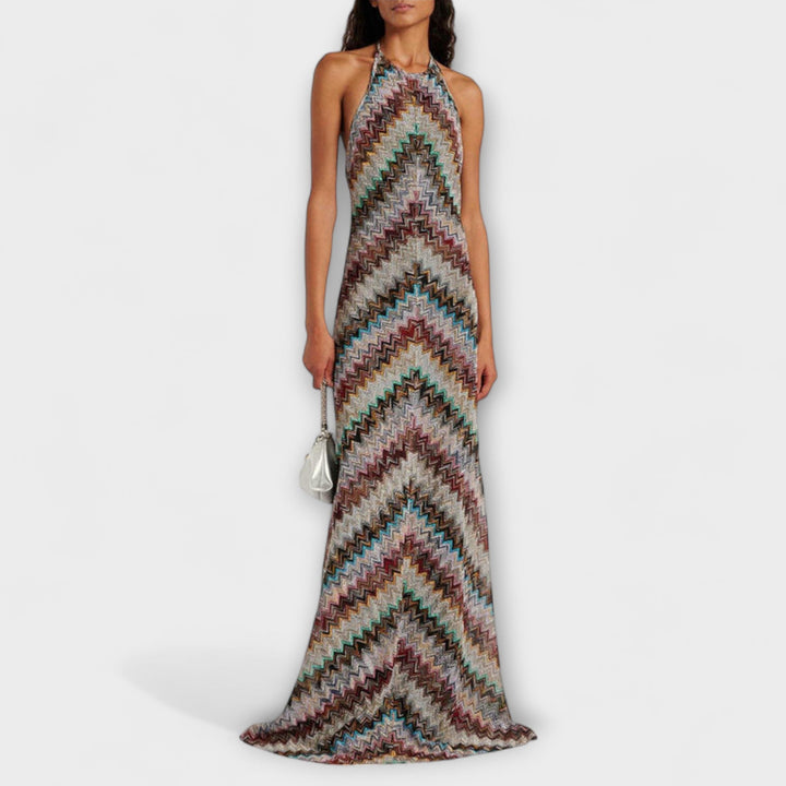 Reese - Jodie Knit Dress with Colourful Herringbone Pattern