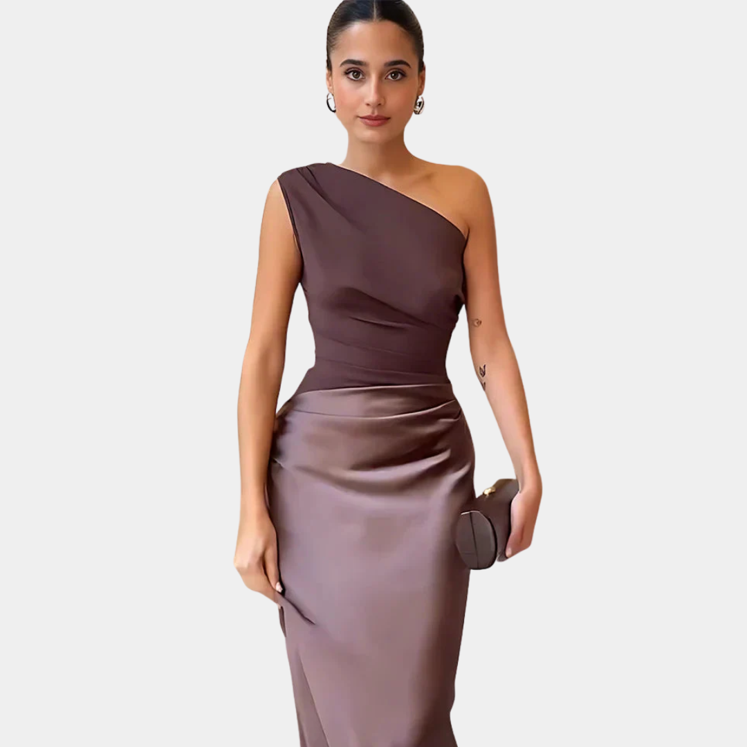 Aleida - One-Shoulder Satin Maxi Dress