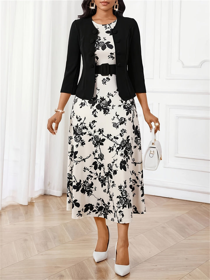 Amelie Lane - Printed Belted Two-Piece Set