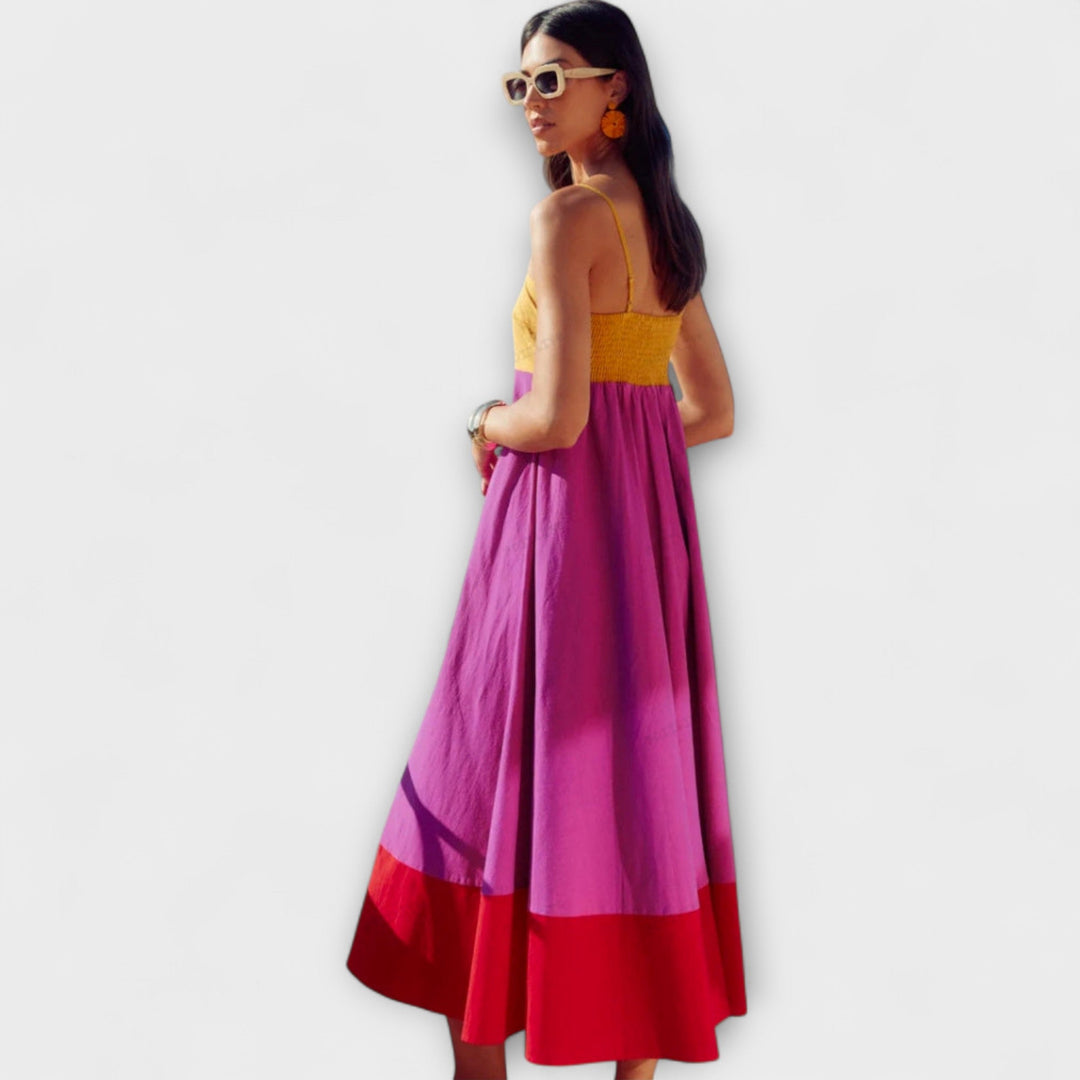 Colour Block Spaghetti Strap Dress