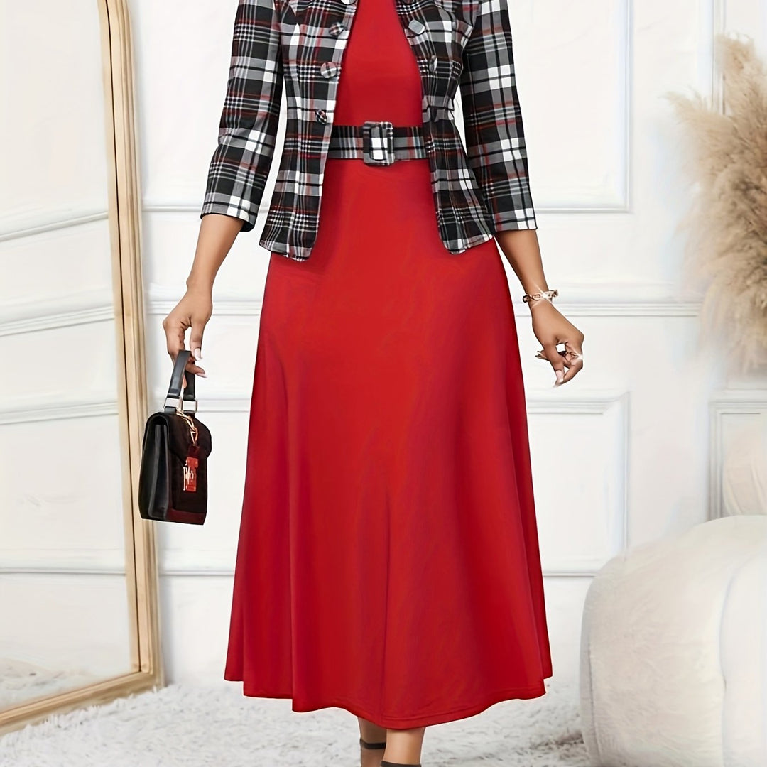 Amelie Lane - Printed Belted Two-Piece Set