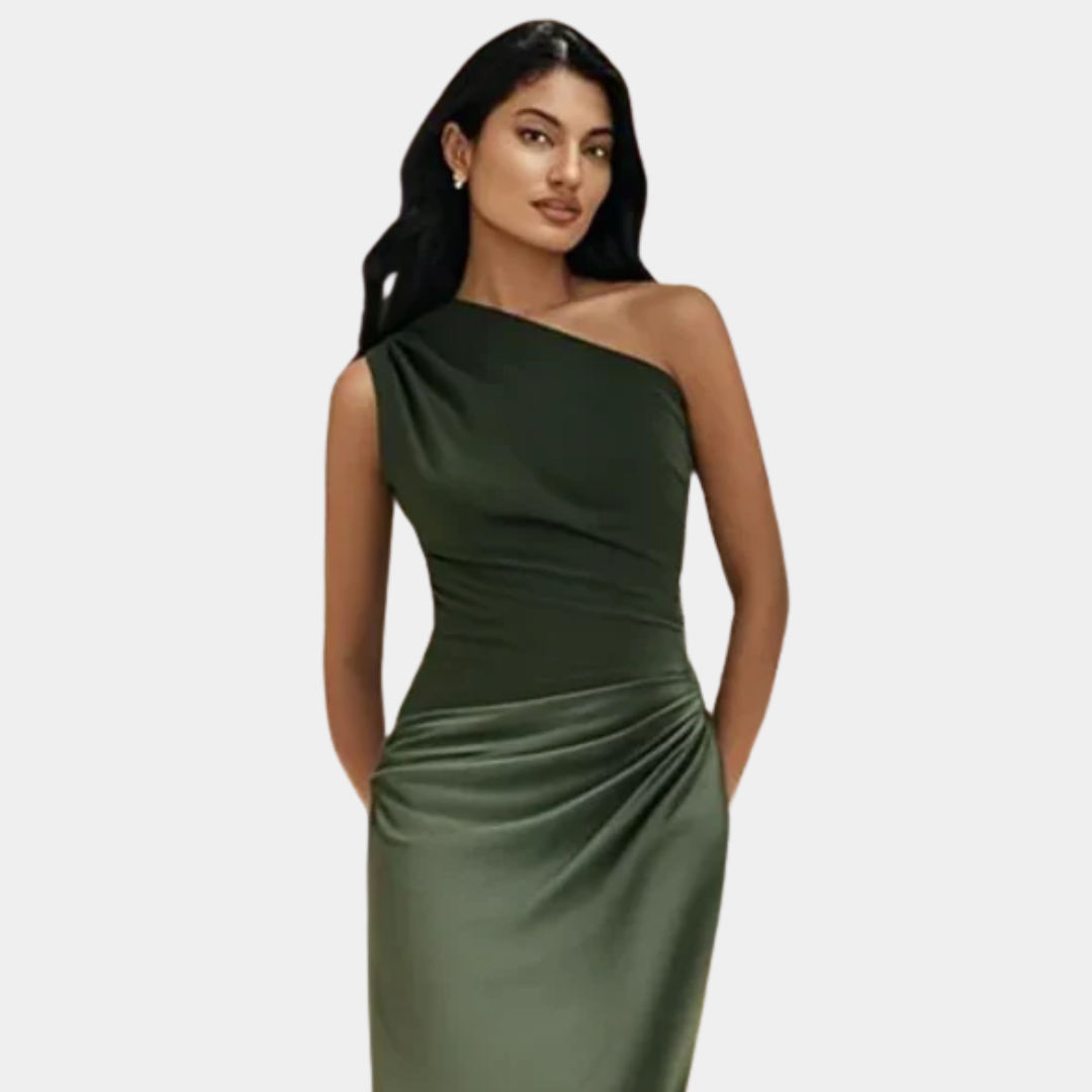 Aleida - One-Shoulder Satin Maxi Dress
