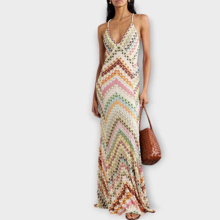 Remi - Missoni Colourful Herringbone Pattern Maxi Dress