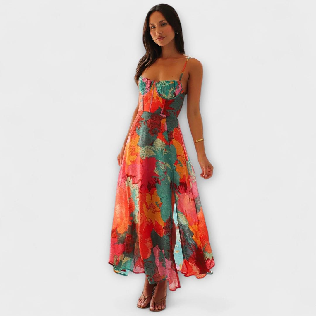 Audrey - Floral Print Strap Dress for Women - Stylish and Alluring