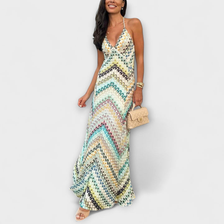 Remi - Missoni Colourful Herringbone Pattern Maxi Dress