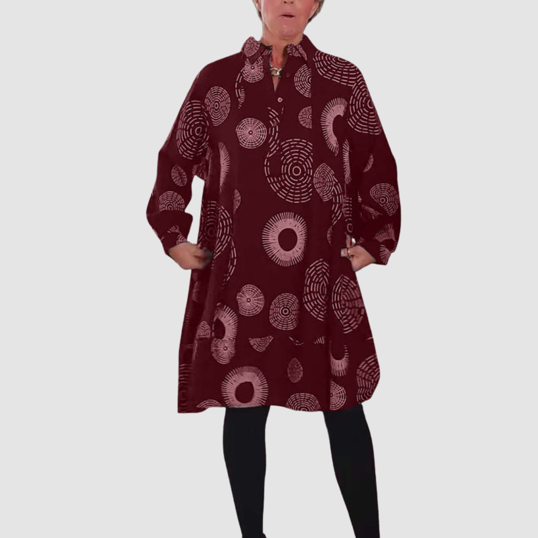 Haydie | Casual Lapel Dress With Geometric Print