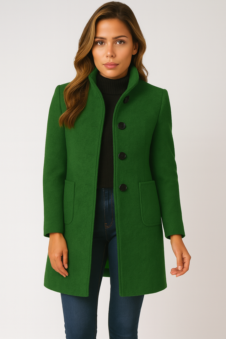 Sylvia™ | High Collar Jacket in Wool Blend