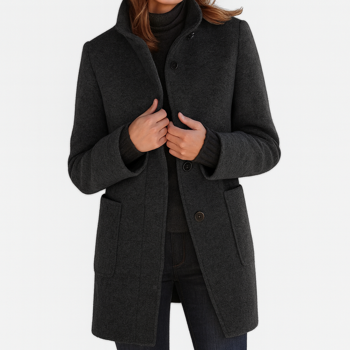 Lidia - Coat with a High Collar Made of Wool Blend