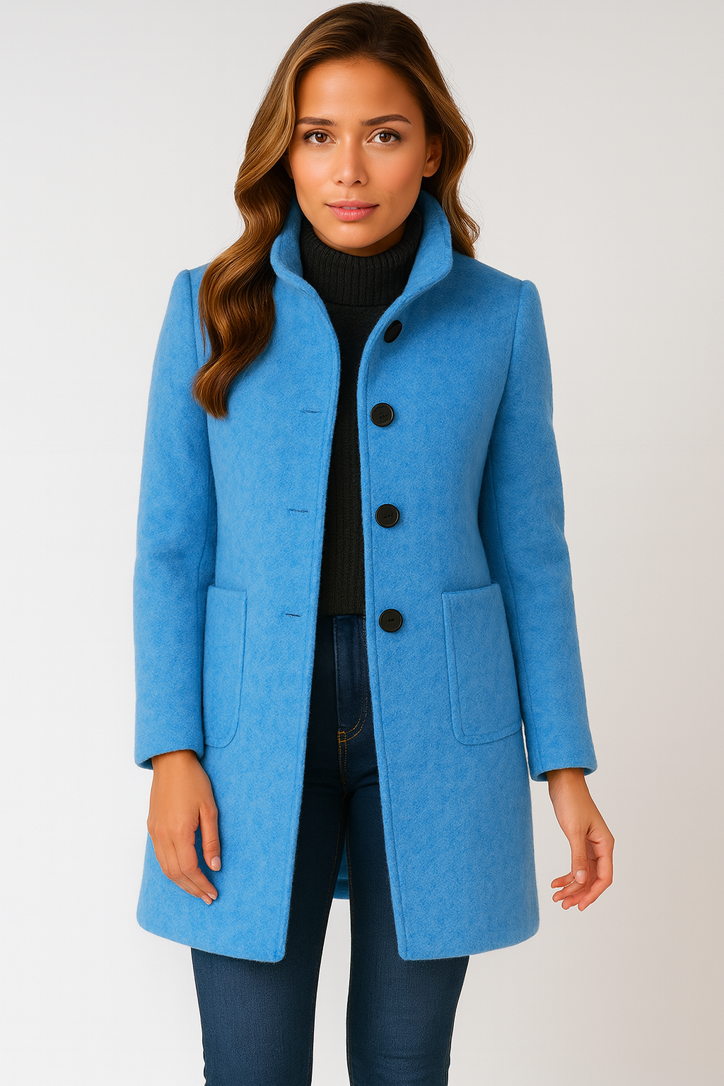 Sylvia™ | High Collar Jacket in Wool Blend