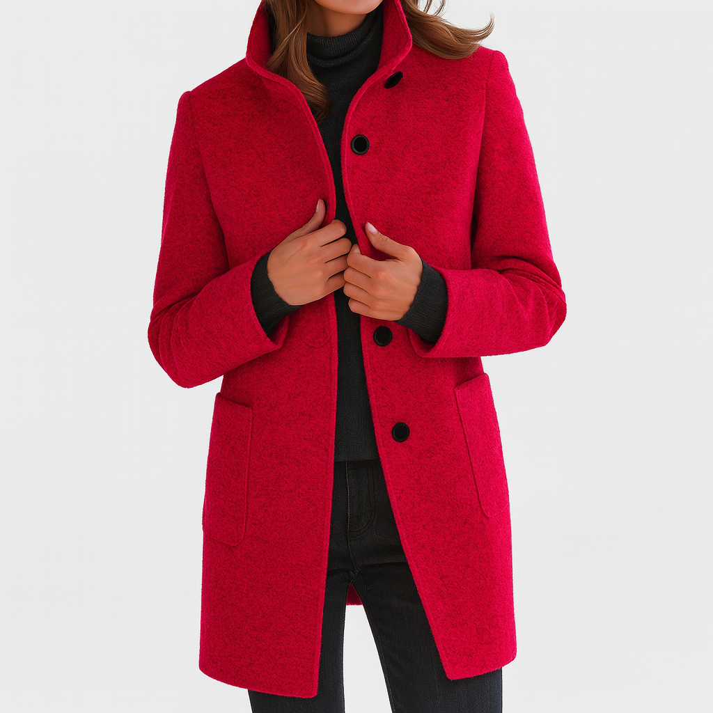 Lidia - Coat with a High Collar Made of Wool Blend