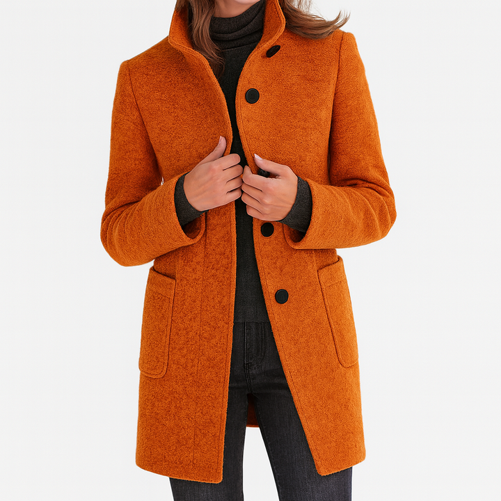 Lidia - Coat with a High Collar Made of Wool Blend