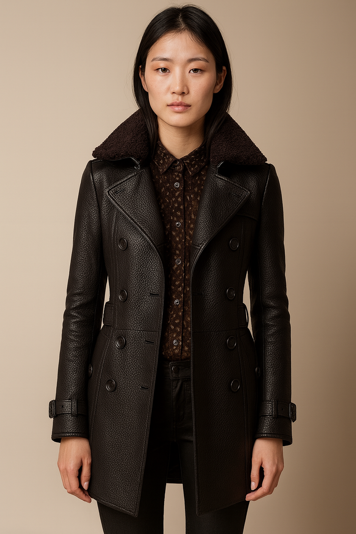 ALLESIA - ELEGANT LEATHER COAT