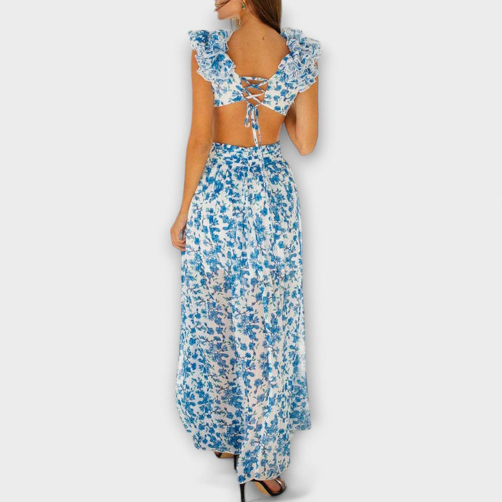 Elin - Maxi Dress with Ruffled Hem and Cut-Out Details