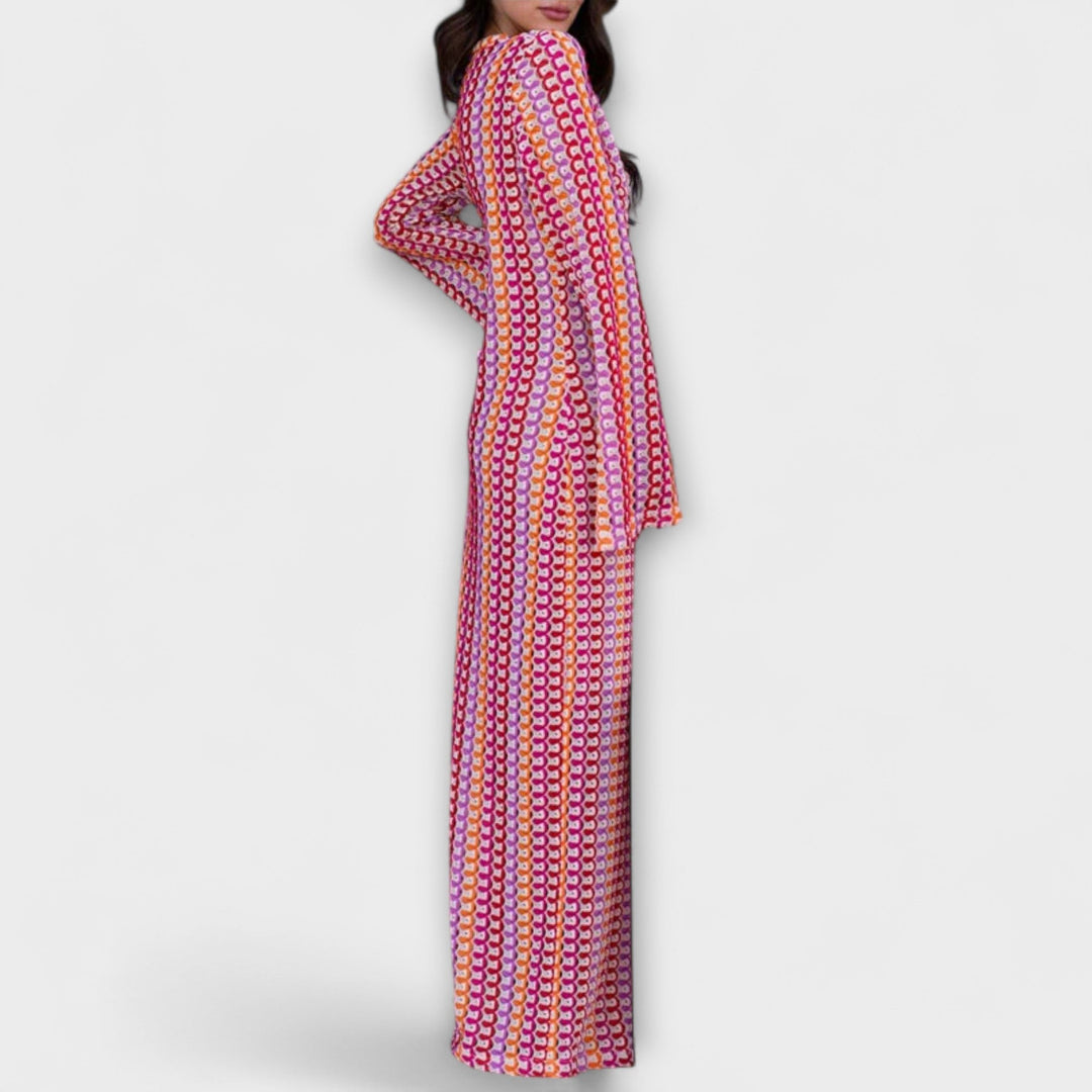 Elina – Maxi Dress with V-Neck and Holiday Flair