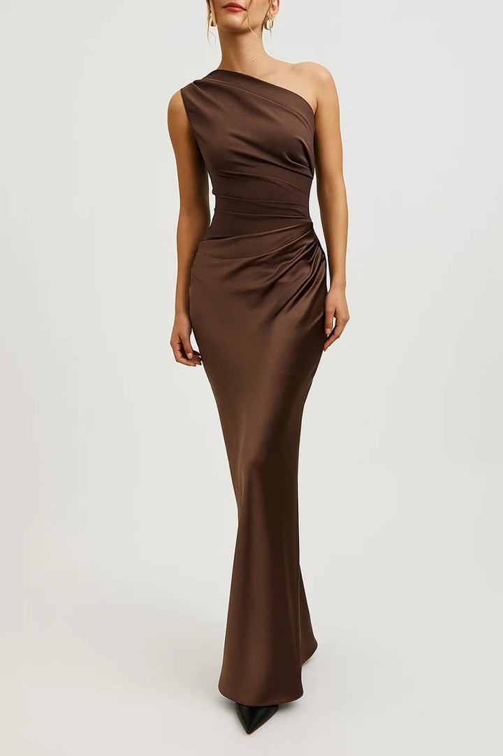Elara - Satin Asymmetric Evening Gown