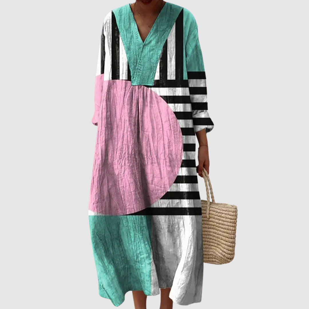 Quinn | Geo Pop Colourblock Maxi Dress