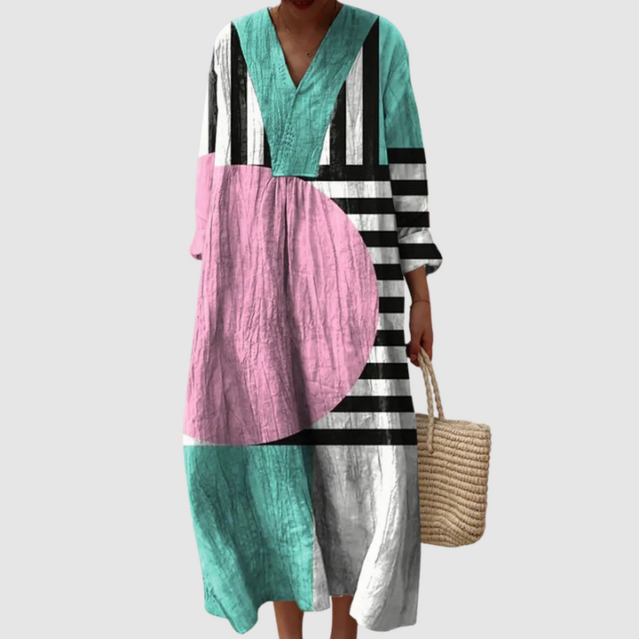 Quinn | Geo Pop Colourblock Maxi Dress