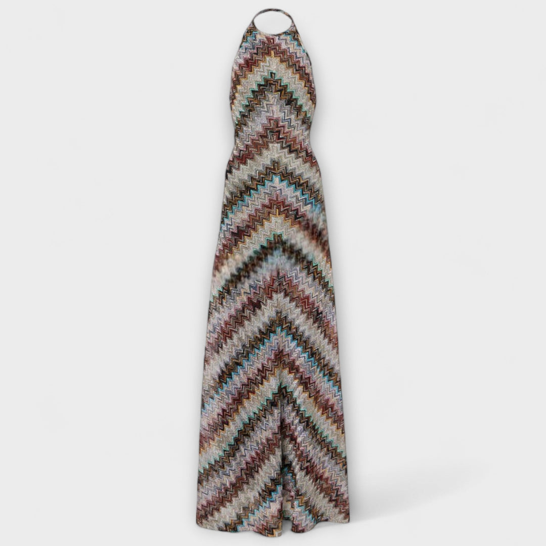 Reese - Jodie Knit Dress with Colourful Herringbone Pattern
