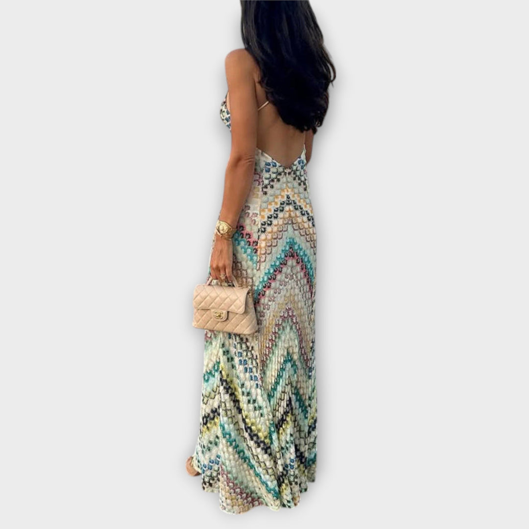Remi - Missoni Colourful Herringbone Pattern Maxi Dress