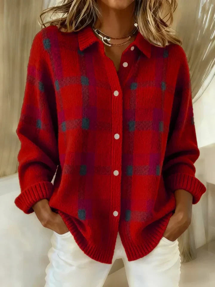Autumn – Retro Contrast Plaid Sweater