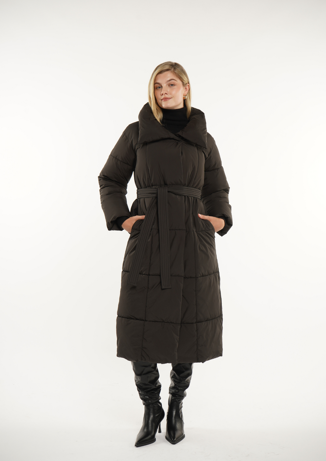 BLAIRE | EXTRA LONG LENGTH BULLETED BUTTON PUFFER JACKET