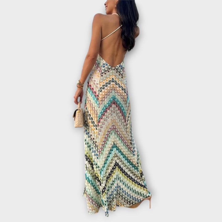 Remi - Missoni Colourful Herringbone Pattern Maxi Dress