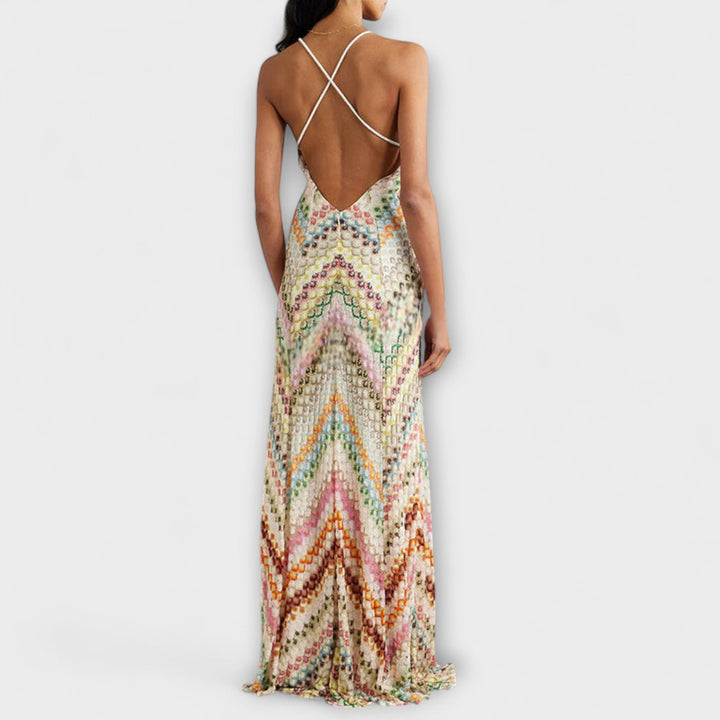 Remi - Missoni Colourful Herringbone Pattern Maxi Dress