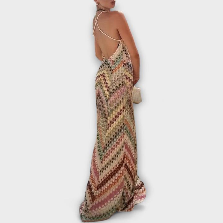 Remi - Missoni Colourful Herringbone Pattern Maxi Dress